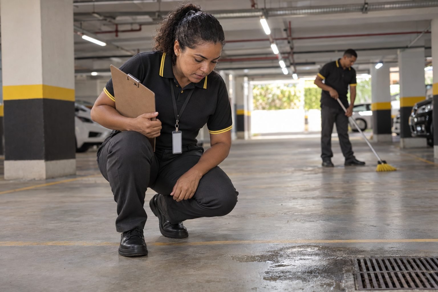 Supervisora vistoriando um ambiente
